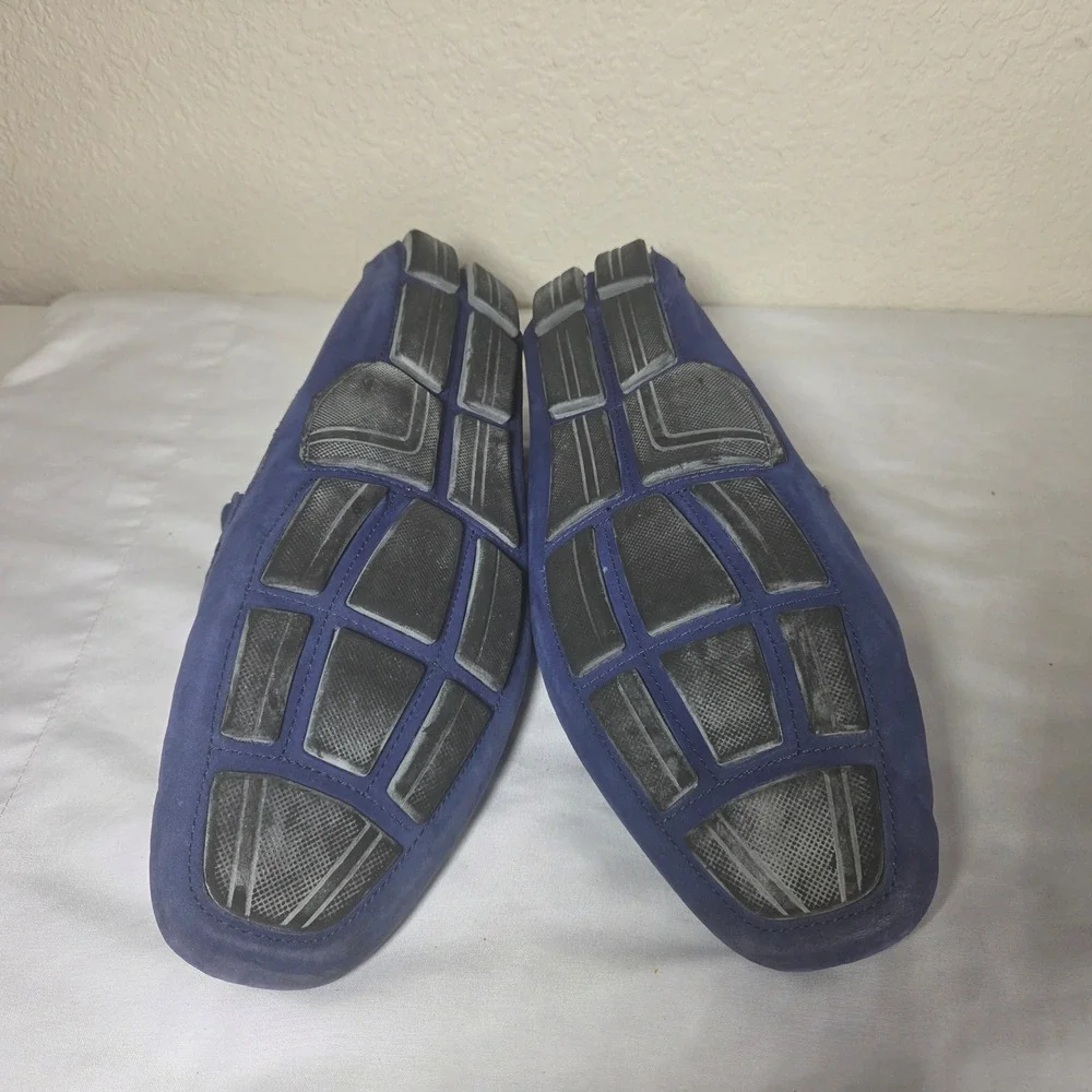 Saks Fifth Avenue Mens Blue Nubuck Leather Penny Loafer Driving Mocs Size 11M